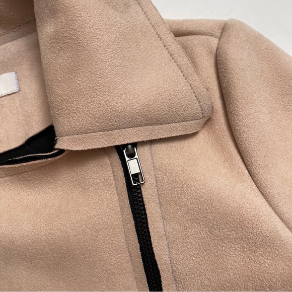 EVIE faux leather moto jacket in blush pink - Picture 3 of 11